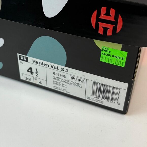 Adidas Harden Vol. 5 J Mint Green Kids Sneakers Size 4.5 Flowers Butterflies - Picture 3 of 11